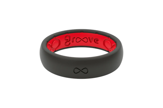 Solid Midnight Black & Raspberry Red Thin Ring